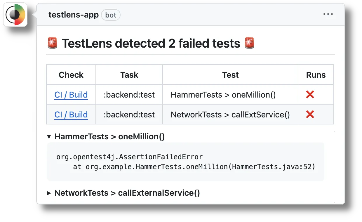 TestLens analyzing